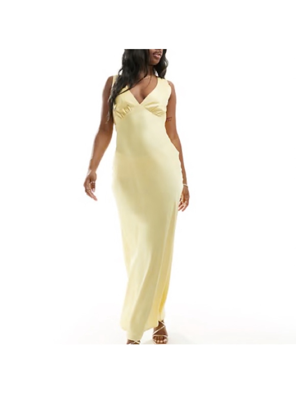 Abercrombie & Fitch Yellow Back Cowl-Neck Maxi Dress